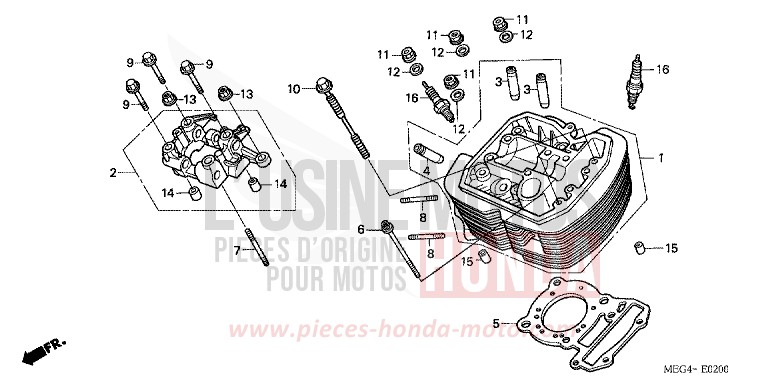 FRONT CYLINDER HEAD for Shadow Aero CANDY BLAZE ORANGE (YR196BB) from 2006